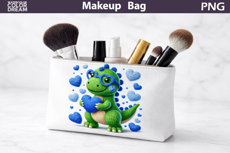 Makeup Bag Sublimation | Dinosaur Heart Sublimation example image 1