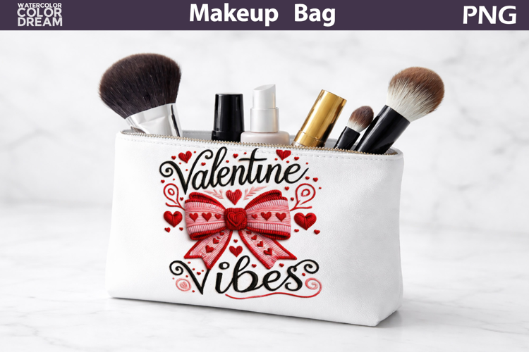 Makeup Bag Sublimation | Bow Valentine Vibes Sublimation