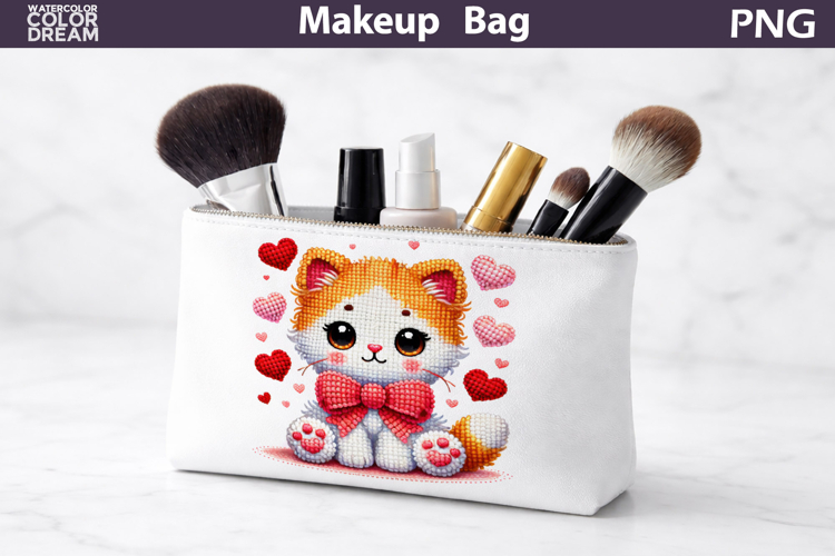 Makeup Bag Sublimation | Cat Heart Sublimation