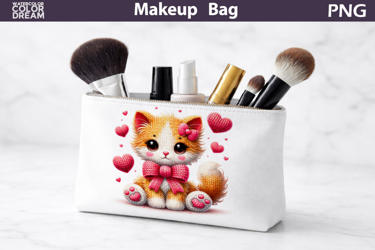 Makeup Bag Sublimation | Cat Heart Sublimation