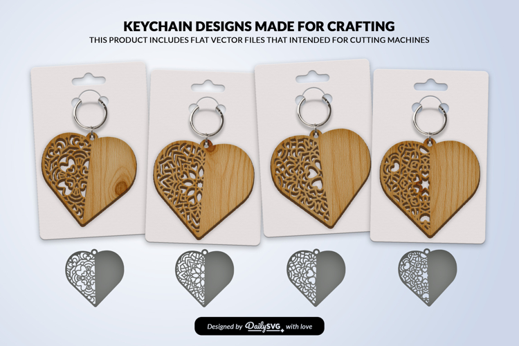 Valentine Mandala Keychain SVG | Laser Cut File