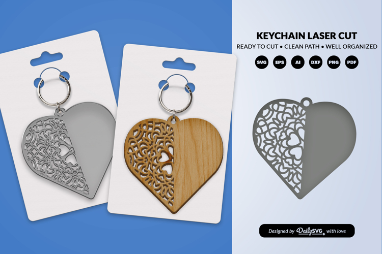 Valentine Mandala Keychain SVG | Laser Cut File