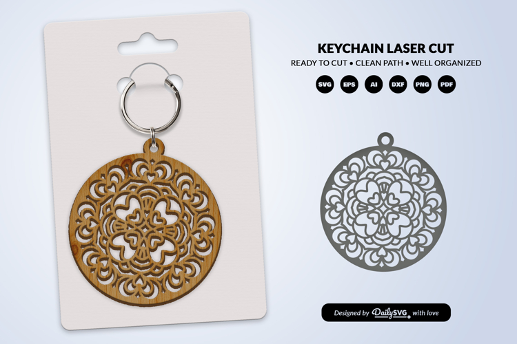 Valentine Mandala Keychain SVG | Laser Cut File