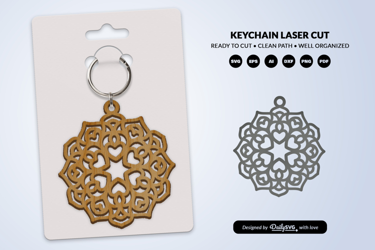 Valentine Mandala Keychain SVG | Laser Cut File