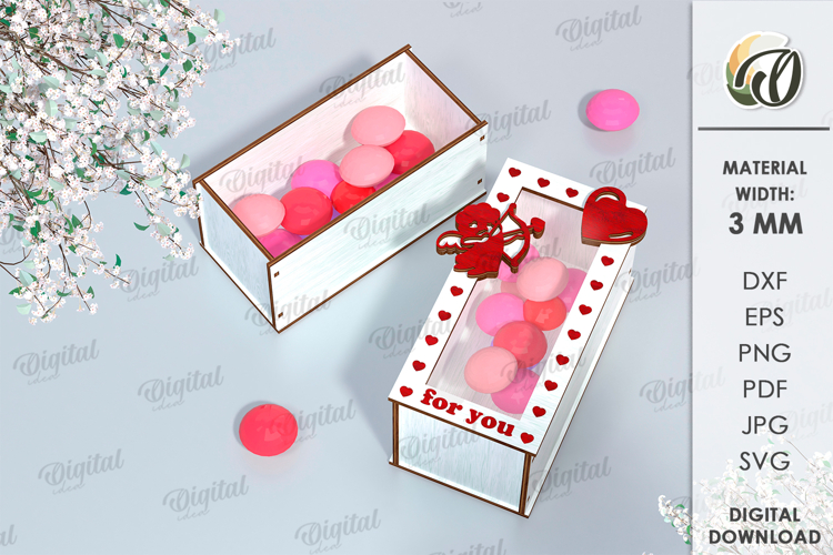 Valentines Day Mini Box Laser Cut. Candy Box SVG