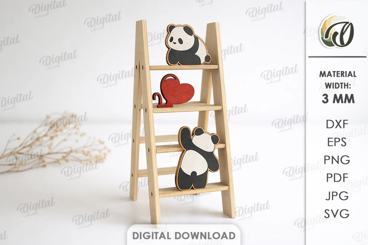 Valentines Day Mini Ladder Laser Cut. Stand Decor SVG