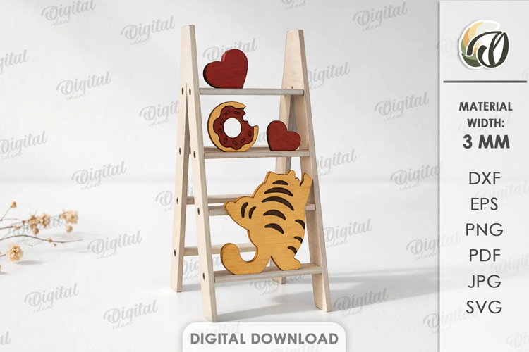 Valentines Day Mini Ladder Laser Cut. Stand Decor SVG