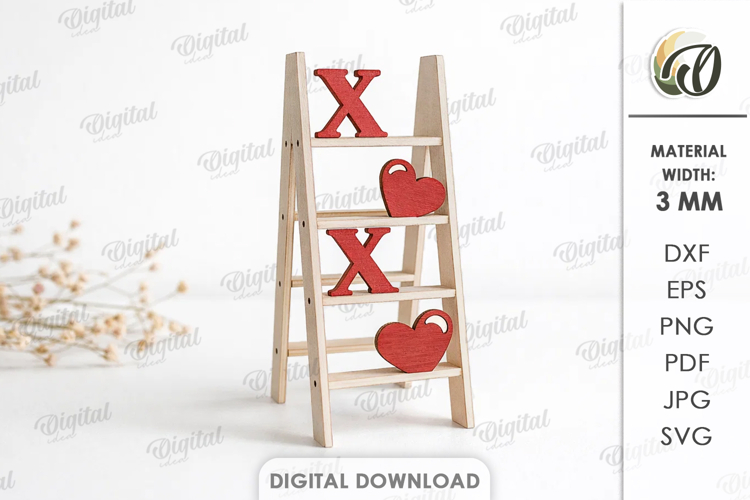 Valentines Day Mini Ladder Laser Cut. Stand Decor SVG