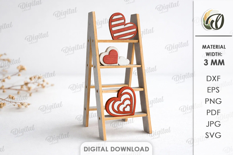 Valentines Day Mini Ladder Laser Cut. Stand Decor SVG