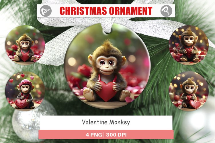 Christmas Ornaments Valentine Monkey