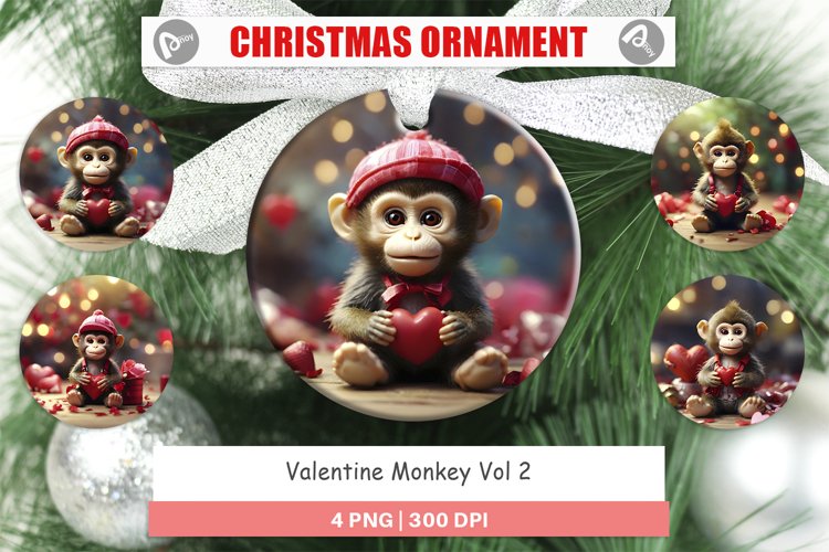 Christmas Ornaments Valentine Monkey example image 1