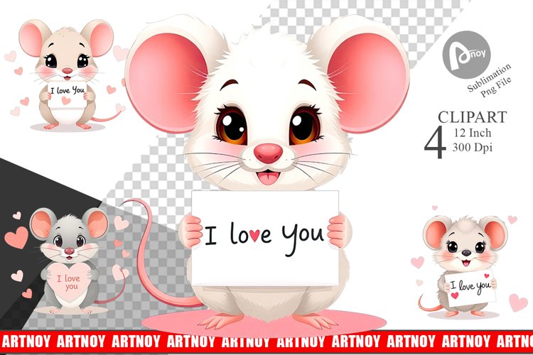 Valentine Mouse Cartoon Clipart