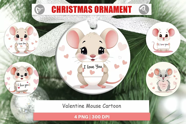 Christmas Ornaments Valentine Mouse Cartoon
