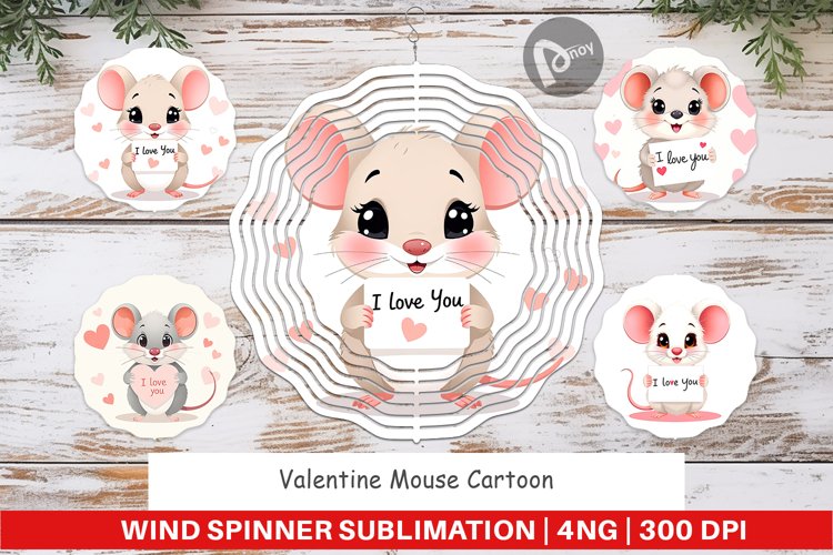 Wind Spinner Valentine Mouse Cartoon example image 1