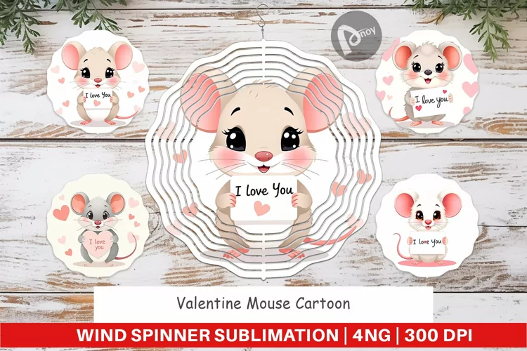 Wind Spinner Valentine Mouse Cartoon