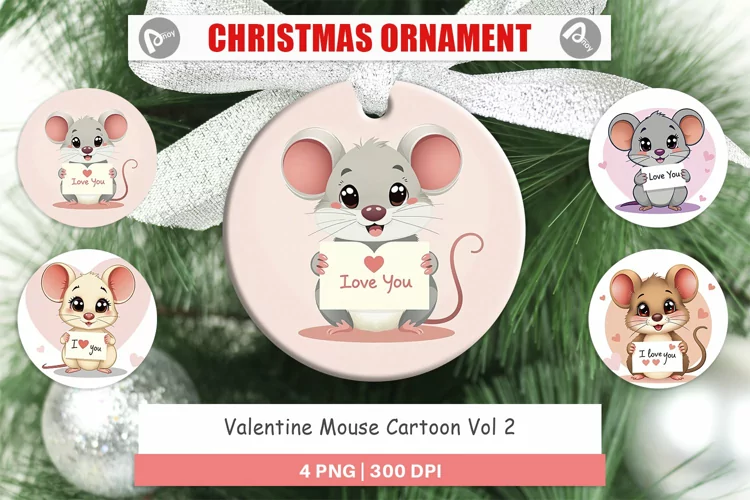 Christmas Ornaments Valentine Mouse Cartoon