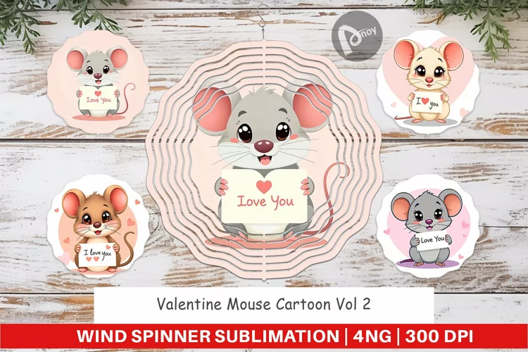 Wind Spinner Valentine Mouse Cartoon