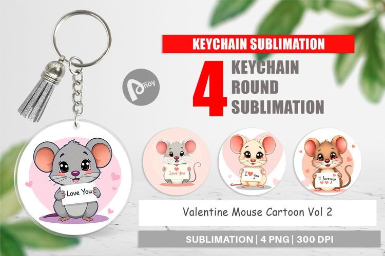 Keychain Valentine Mouse Cartoon