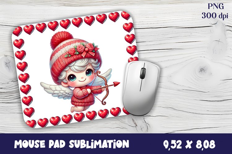 Valentine Angel Mouse Pad Sublimation - Cupid Mousepad PNG