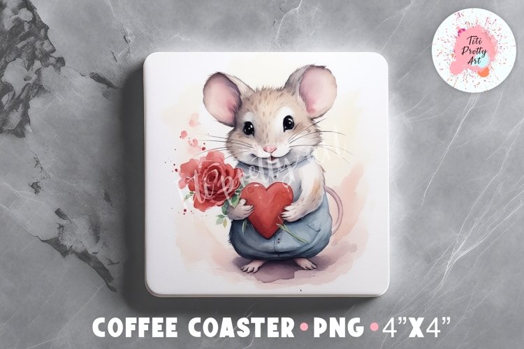 Valentine Square Coaster, Coffee Square Coaster Sublimation Png,  Square Coaster Png