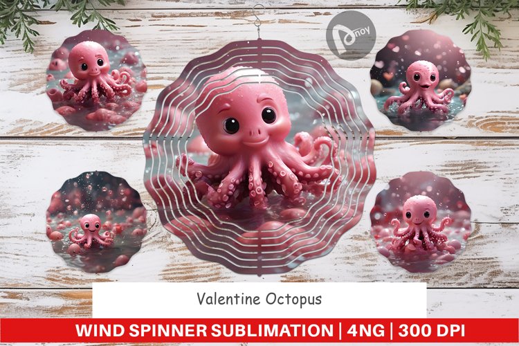 Wind Spinner Valentine Octopus