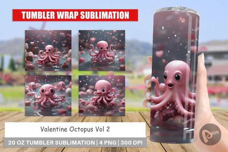 Tumbler Sublimation Wrap Valentine Octopus