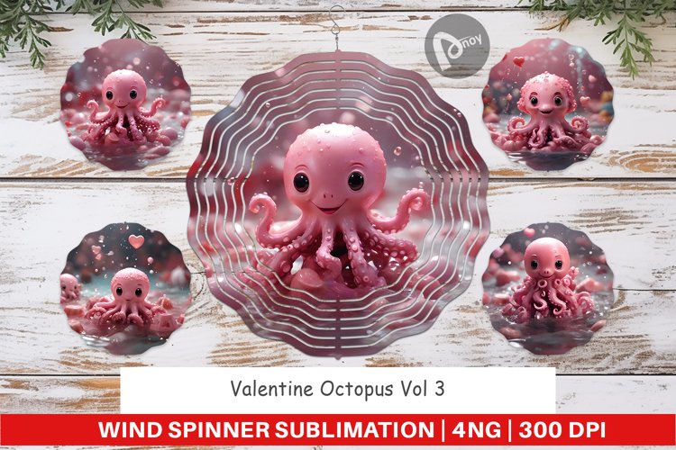 Wind Spinner Valentine Octopus
