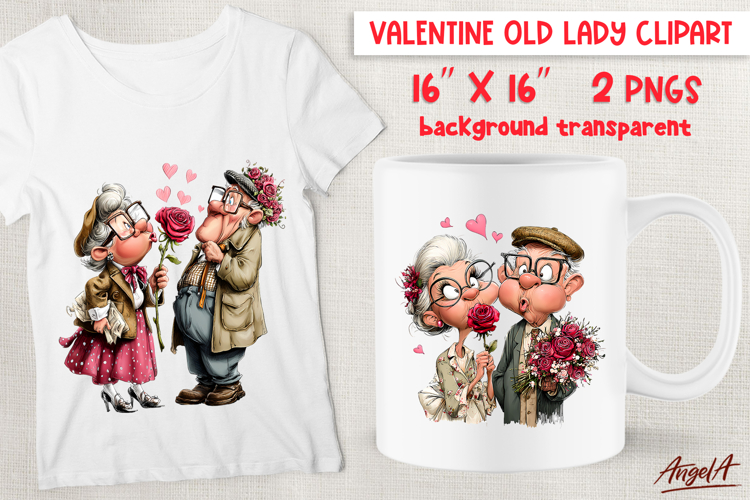 Couple in love Valentine clipart elderly lady Grandparents