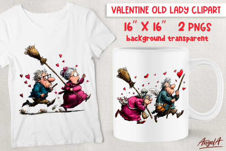 Valentine elderly lady with cupid clipart Adult Humor PNG