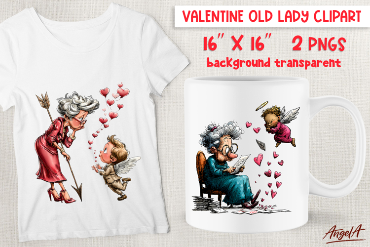Valentine clipart elderly lady Cupid Funny grandma PNG