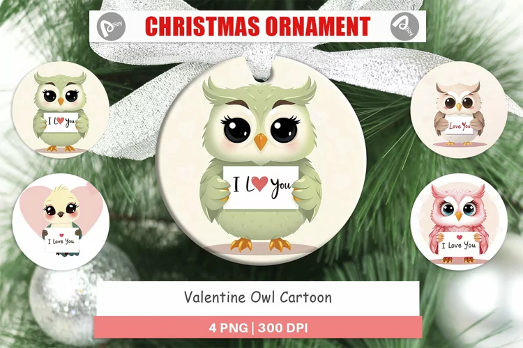 Christmas Ornaments Valentine Owl Cartoon