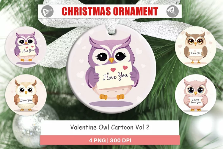 Christmas Ornaments Valentine Owl Cartoon