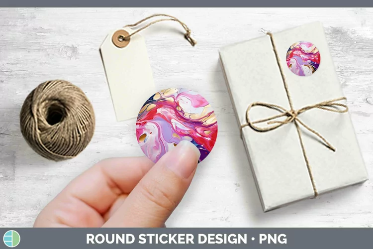 Valentine Paint Pour Stickers | Round Labels Designs
