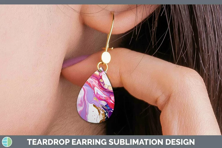 Valentine Paint Pour Teardrop Earrings Sublimation Earrings