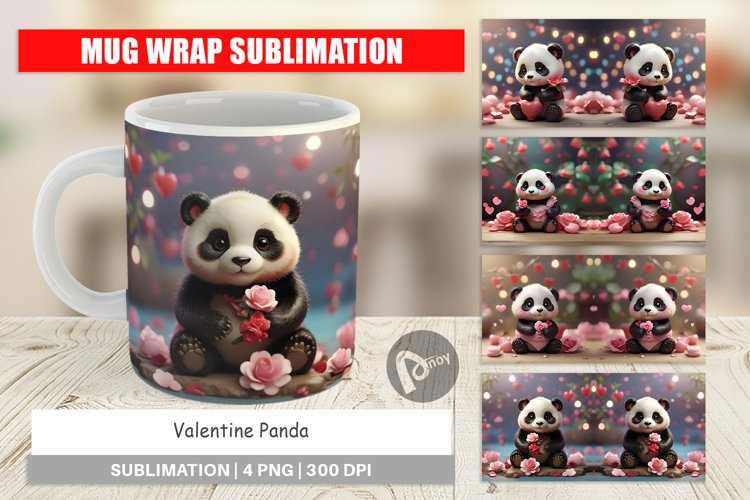 Mug sublimation design Valentine Panda