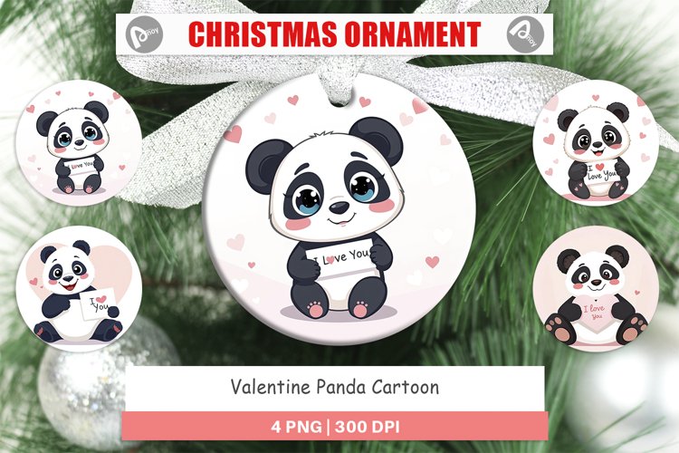 Christmas Ornaments Valentine Panda Cartoon