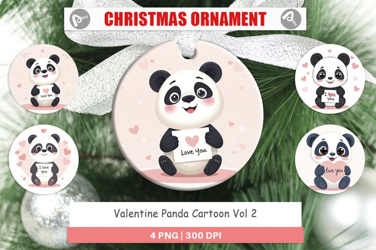 Christmas Ornaments Valentine Panda Cartoon