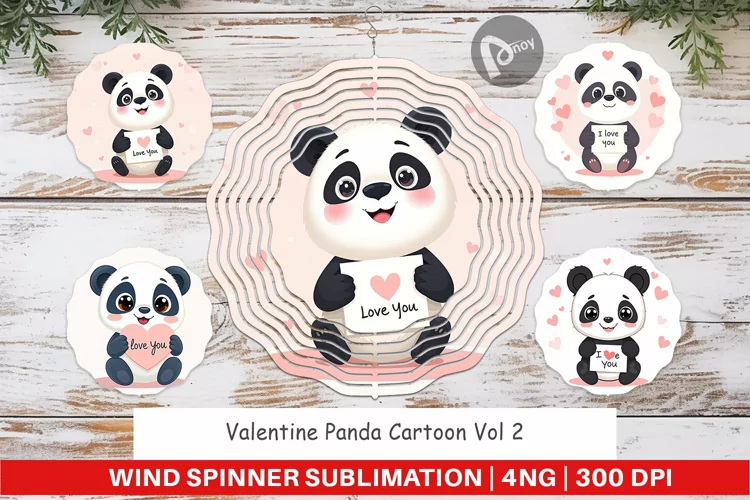 Wind Spinner Valentine Panda Cartoon