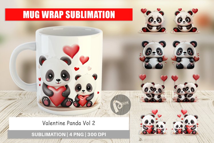 Mug Wrap Design Valentine Panda