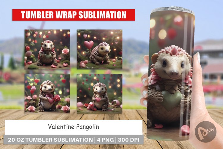 Tumbler Sublimation Wrap Valentine Pangolin