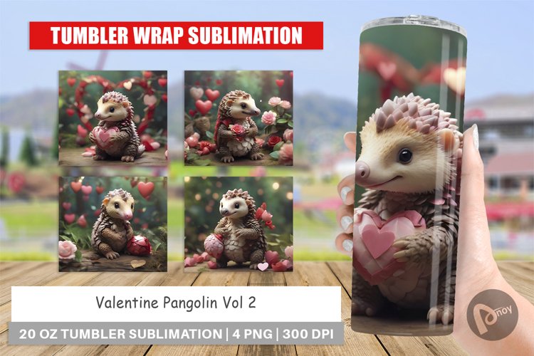 Tumbler Sublimation Wrap Valentine Pangolin