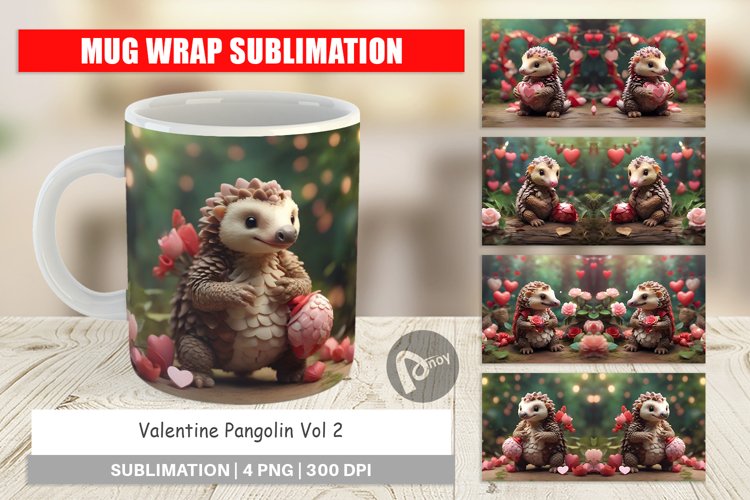 Mug sublimation design Valentine Pangolin example image 1