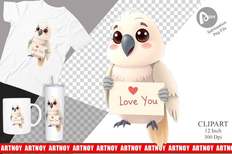 Valentine Parrot Cartoon Clipart