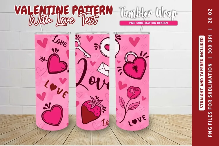 Valentines Day Pattern Tumbler Wrap | Love Pattern Tumbler
