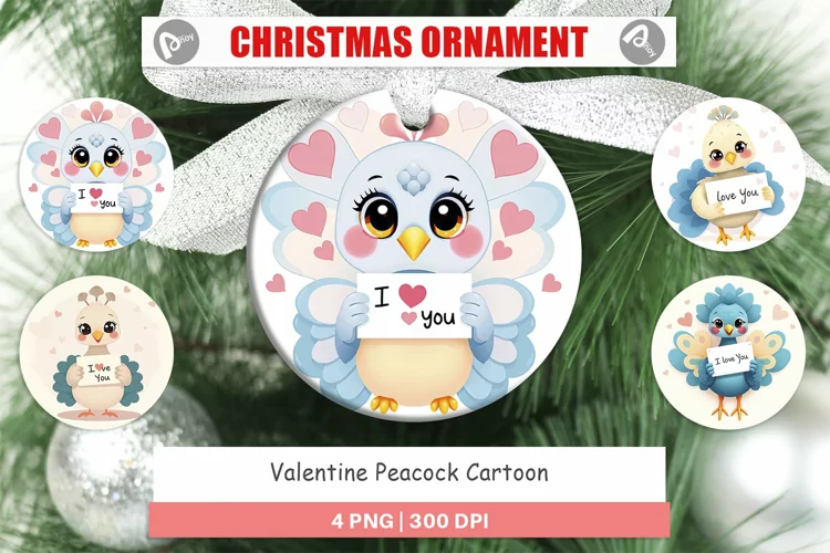Christmas Ornaments Valentine Peacock Cartoon