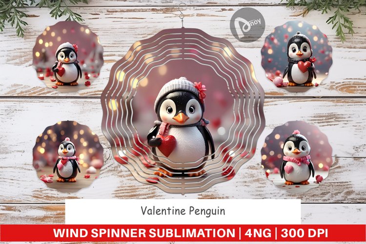 Wind Spinner Valentine Penguin