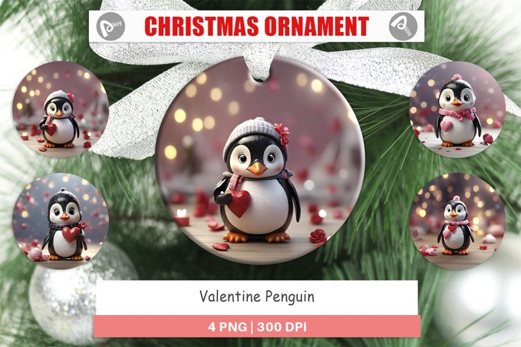 Christmas Ornaments Valentine Penguin