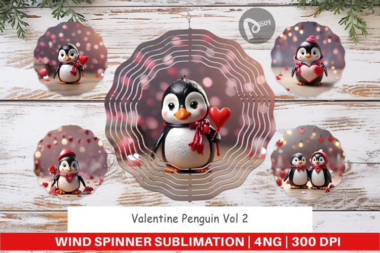 Wind Spinner Valentine Penguin