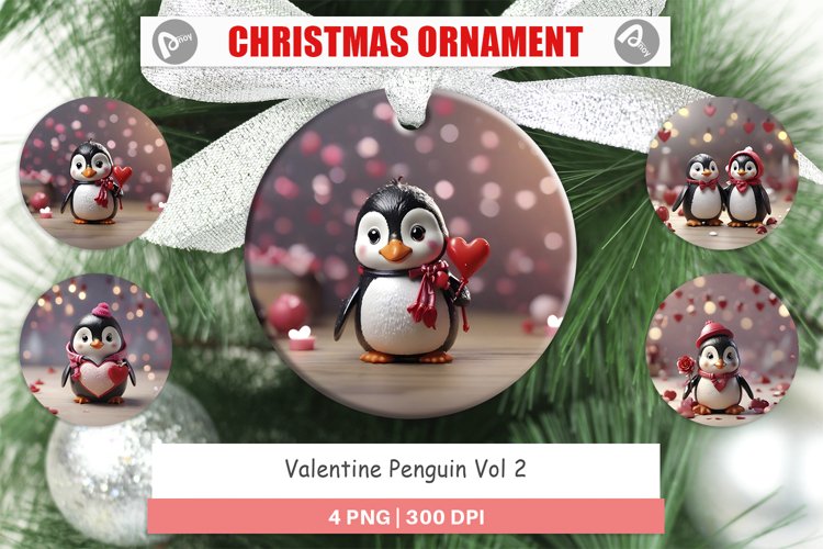 Christmas Ornaments Valentine Penguin