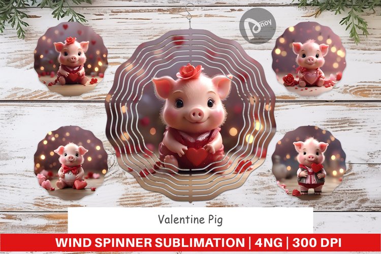 Wind Spinner Valentine Pig